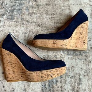 STUART‎ WEITZMAN
Corkswoon 7M Blue Suede Cork Platform Wedge ASO Kate Middleton